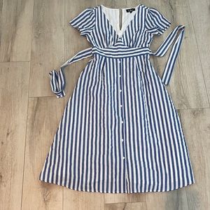 Lulus Blue and White Stripe MIDI dress